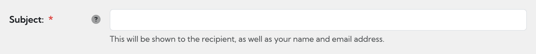 Sharing request subject field