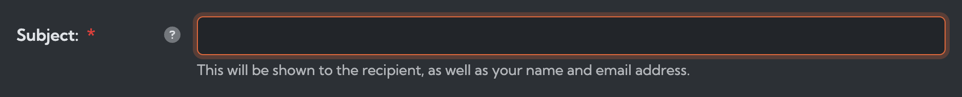 Sharing request subject field